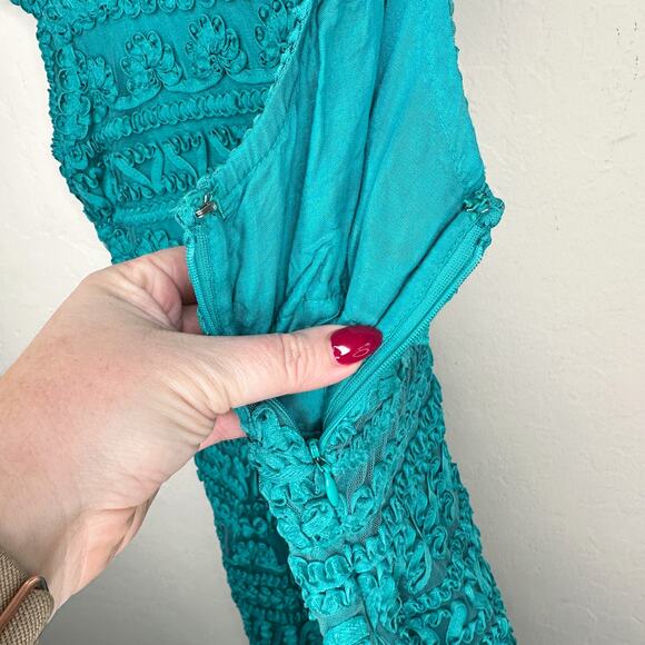 NWT Anthropologie Yoana Baraschi New Light Embroidered Teal Turquoise Dress 14 - Picture 8 of 16
